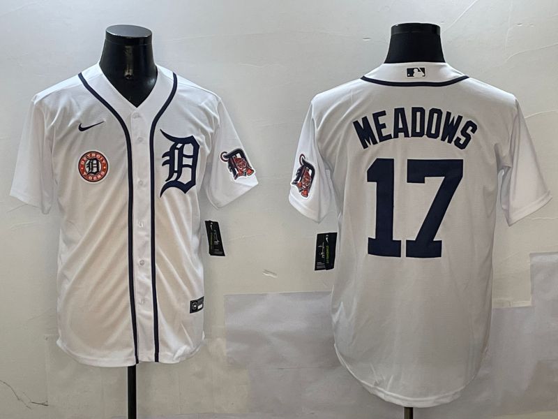 Men Detroit Tigers #17 Meadows White Game 2025 Nike MLB Jersey style 3115